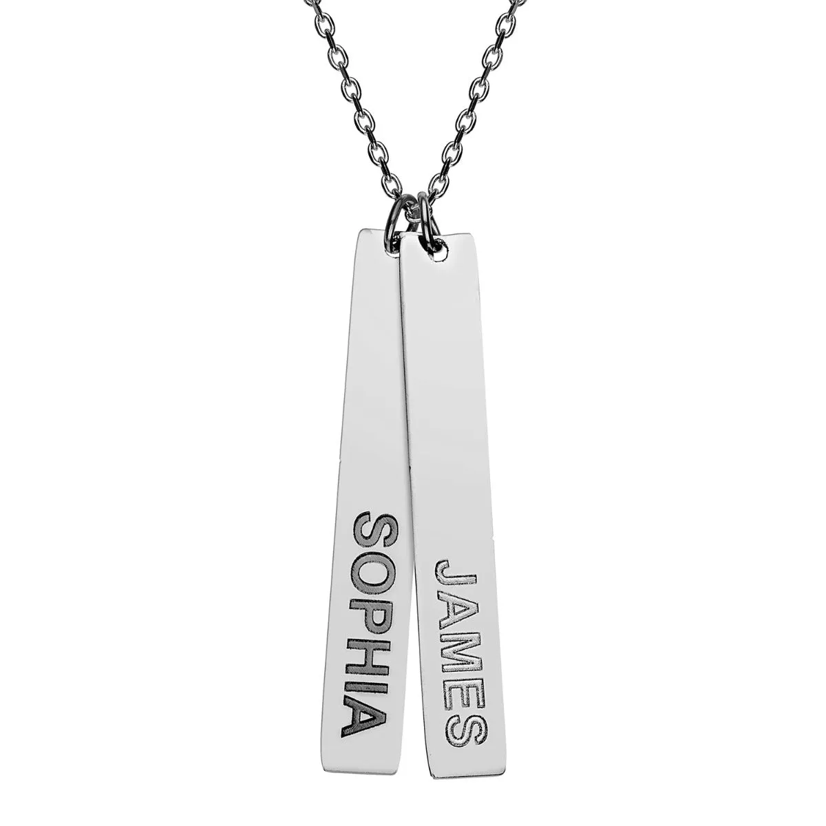 Stainless Steel Eng Name Vertical Bar Necklace - 2 names sold by Limoges Jewelry product image thumbnail 2