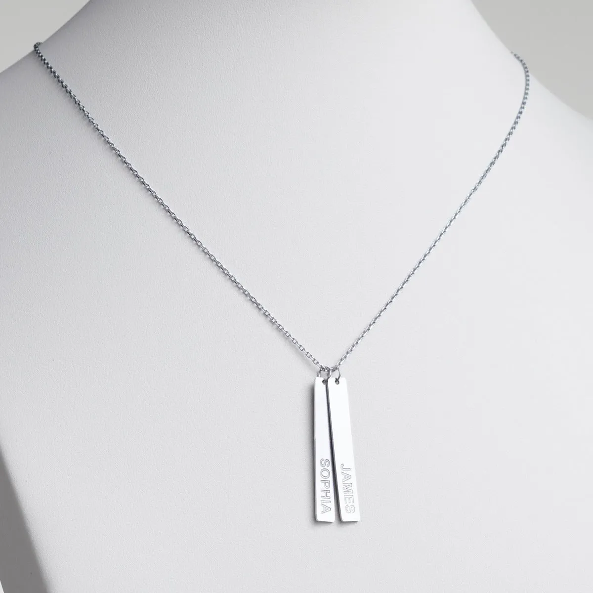 Stainless Steel Eng Name Vertical Bar Necklace - 2 names sold by Limoges Jewelry product image thumbnail 4