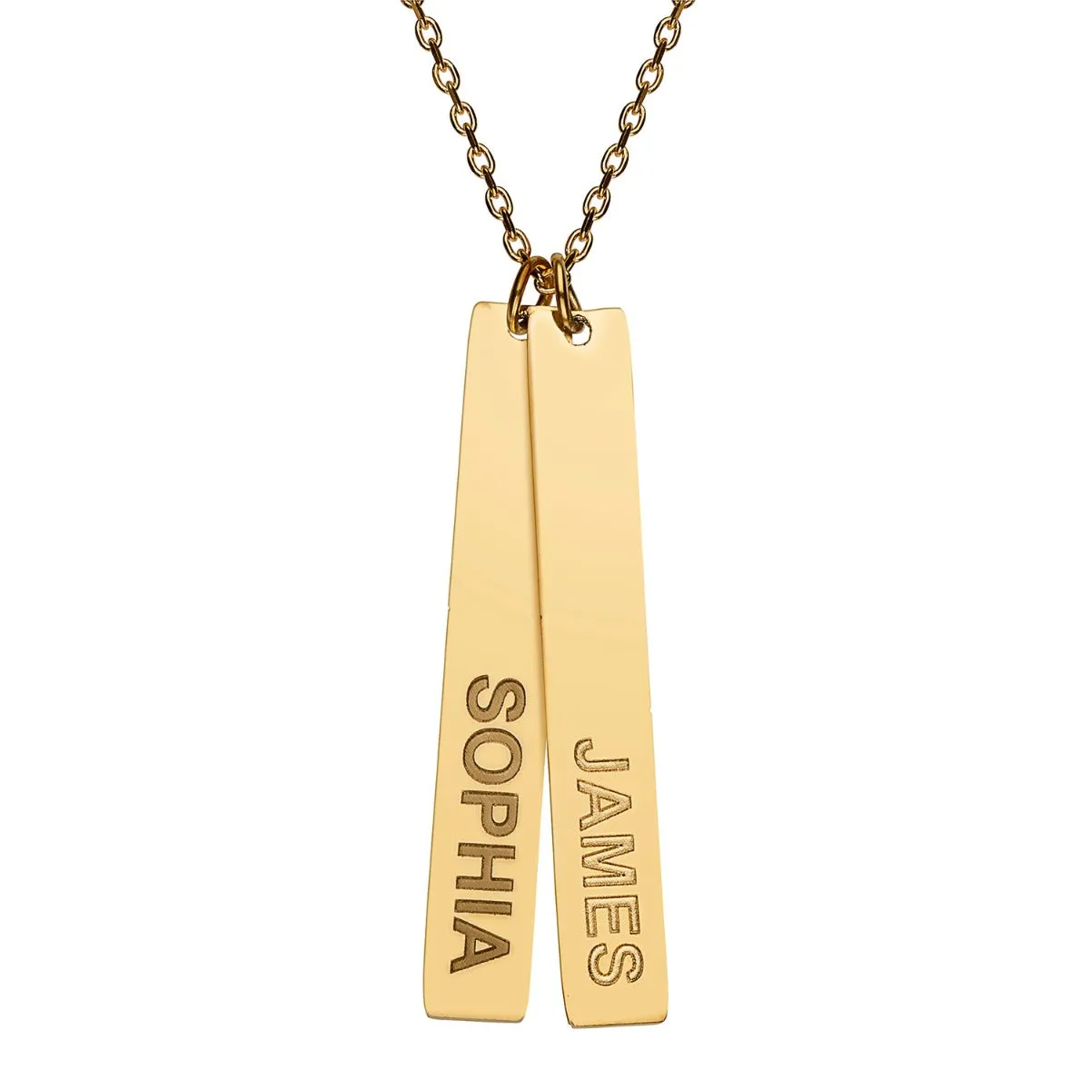 Stainless Steel Eng Name Vertical Bar Necklace - 2 names sold by Limoges Jewelry product image thumbnail 5