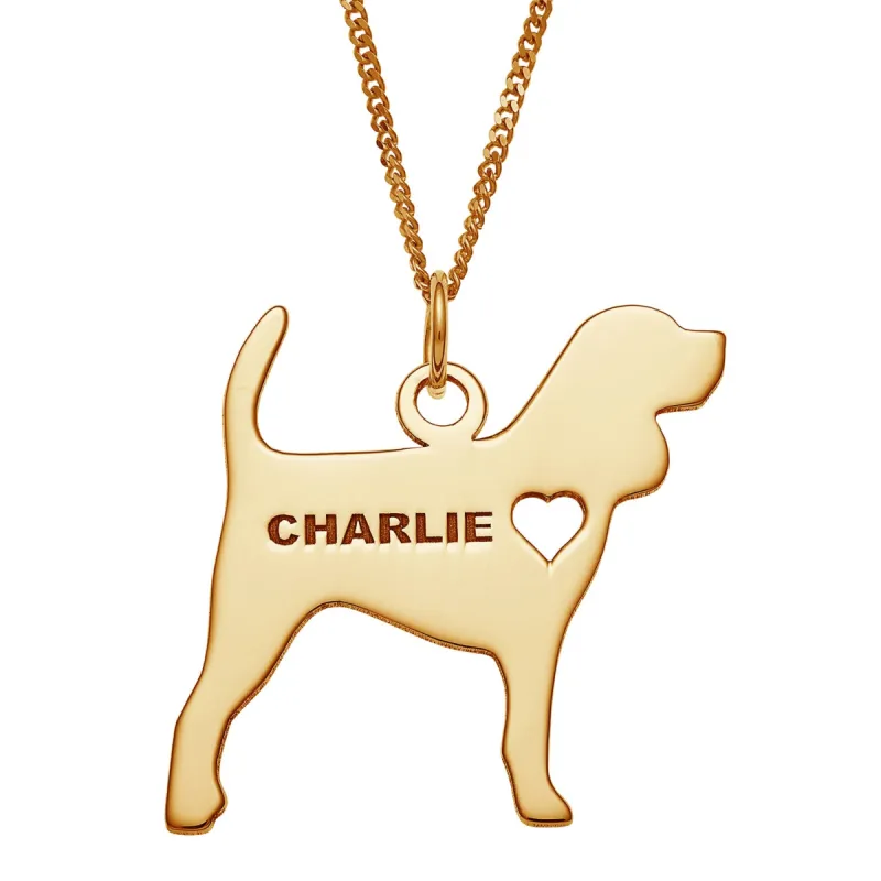 14K Gold over Sterling Engravable Beagle Dog Necklace sold by Limoges Jewelry