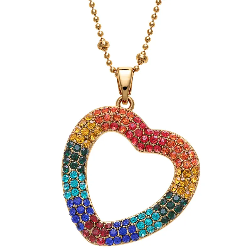 14K Gold Plated Rainbow Heart Necklace sold by Limoges Jewelry