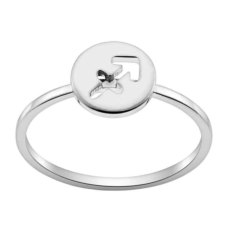 Sterling Silver Cutout Disc Zodiac Sign Stack Ring sold by Limoges Jewelry