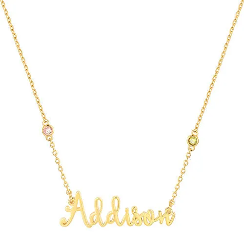 Sterling Silver Whimsical Script Name and Birthstone Necklace sold by Limoges Jewelry product image thumbnail 4