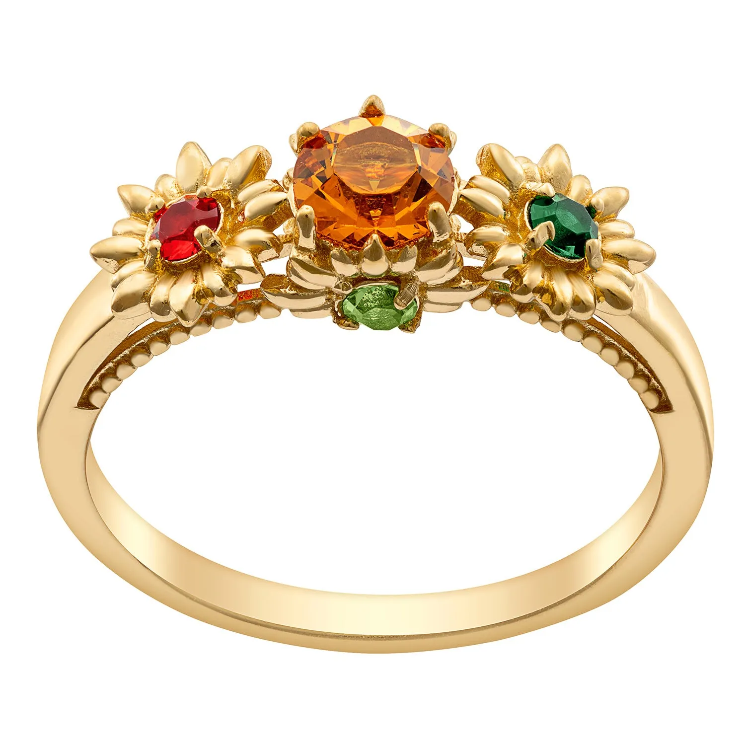 14K Gold over Sterling Mother's Family Flower Birthstone Ring sold by Limoges Jewelry