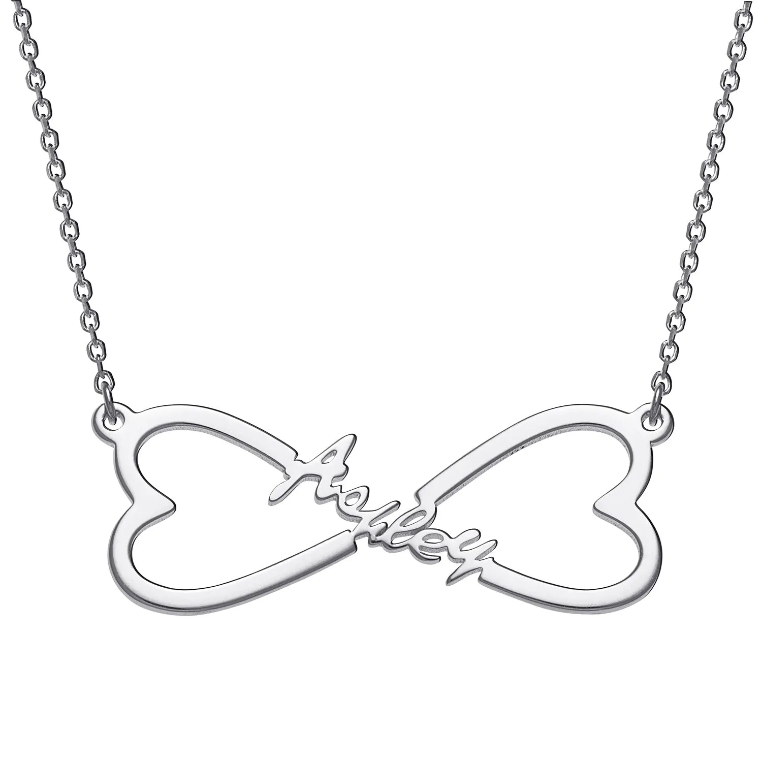 Sterling Silver Personalized Name Heart Infinity Necklace sold by Limoges Jewelry