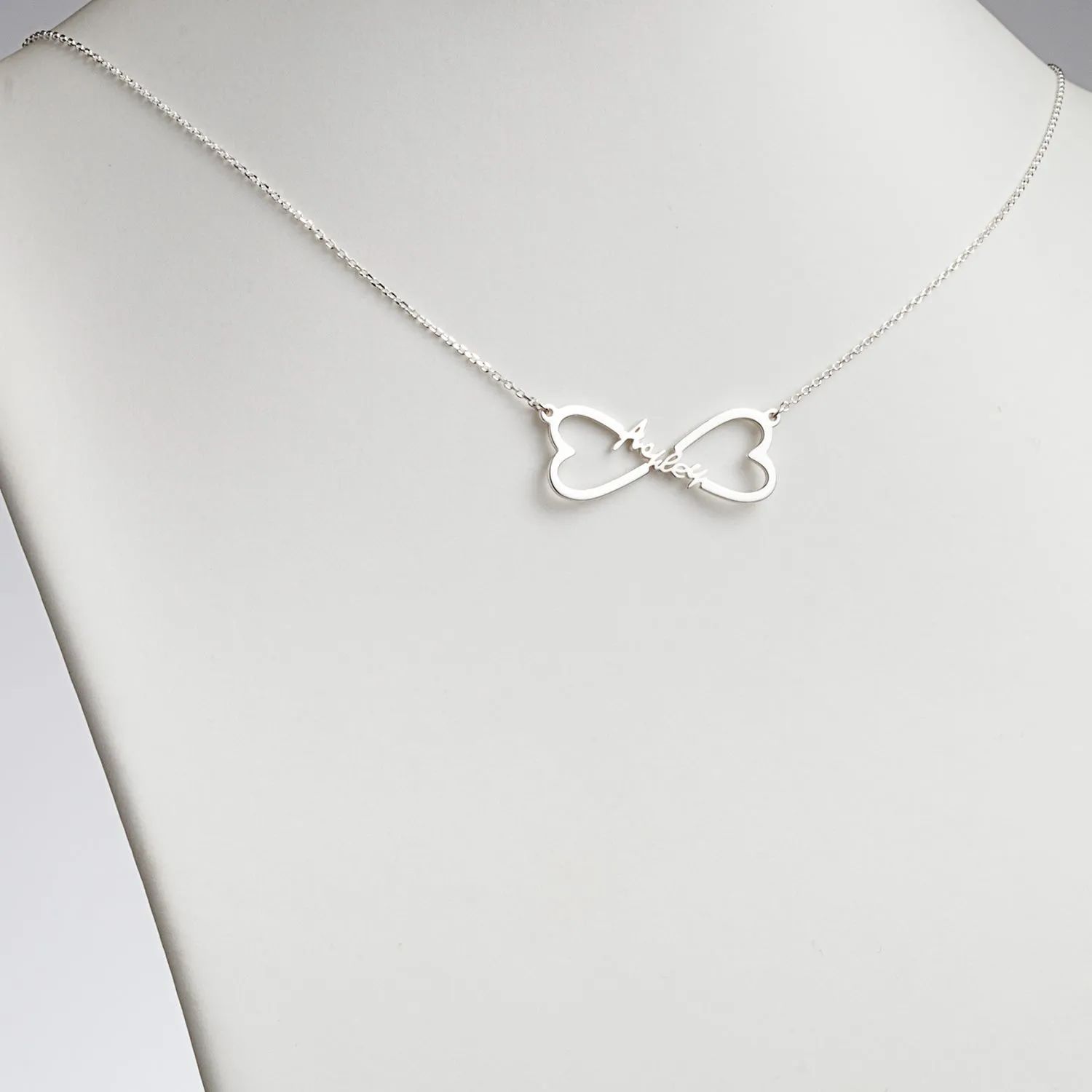 Sterling Silver Personalized Name Heart Infinity Necklace sold by Limoges Jewelry product image thumbnail 2