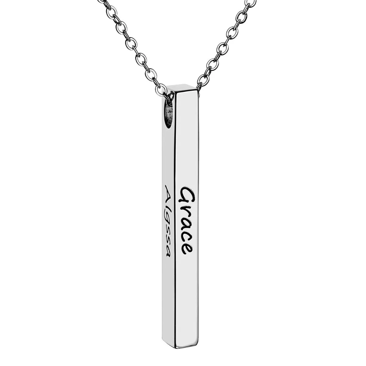 Vertical 4-sided Bar 'Best Mom' Engraved Family Name Necklace sold by Limoges Jewelry product image thumbnail 3
