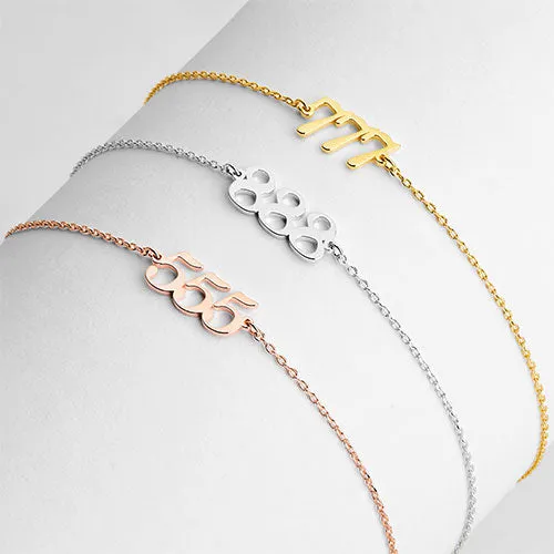 Sterling Silver Petite Script Angel Number Bracelet sold by Limoges Jewelry