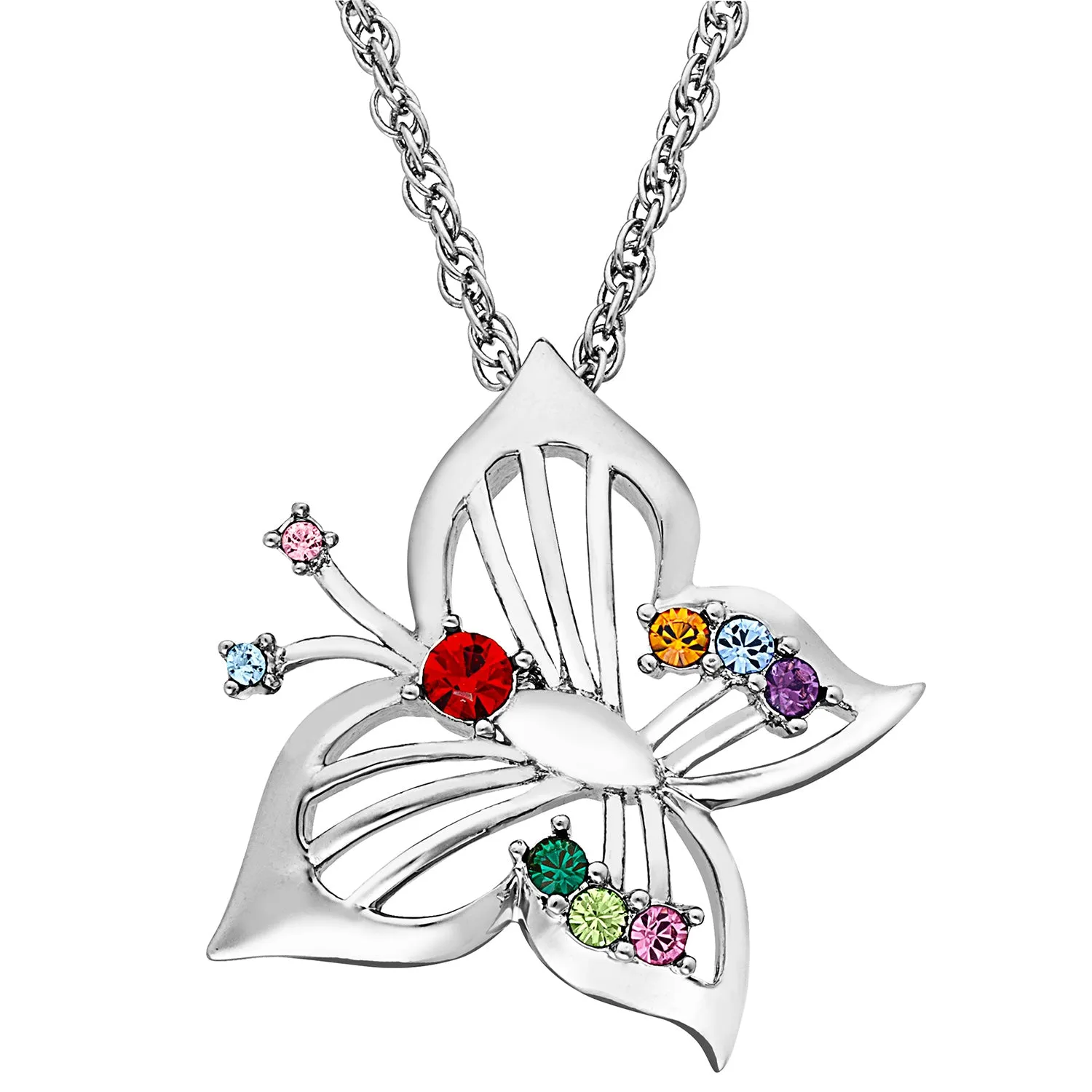 Sterling Silver Family Butterfly Birthstone Pendant sold by Limoges Jewelry