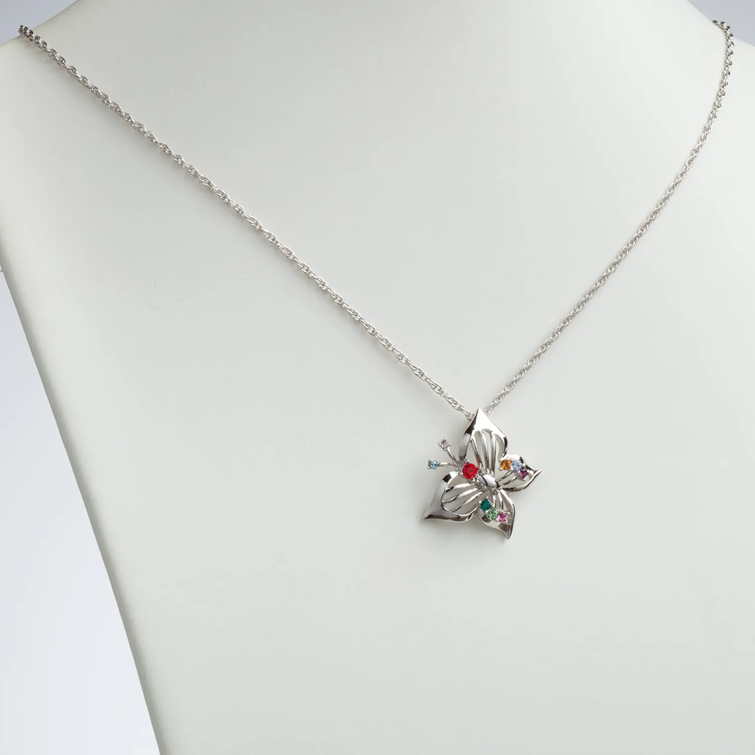 Sterling Silver Family Butterfly Birthstone Pendant sold by Limoges Jewelry product image thumbnail 2