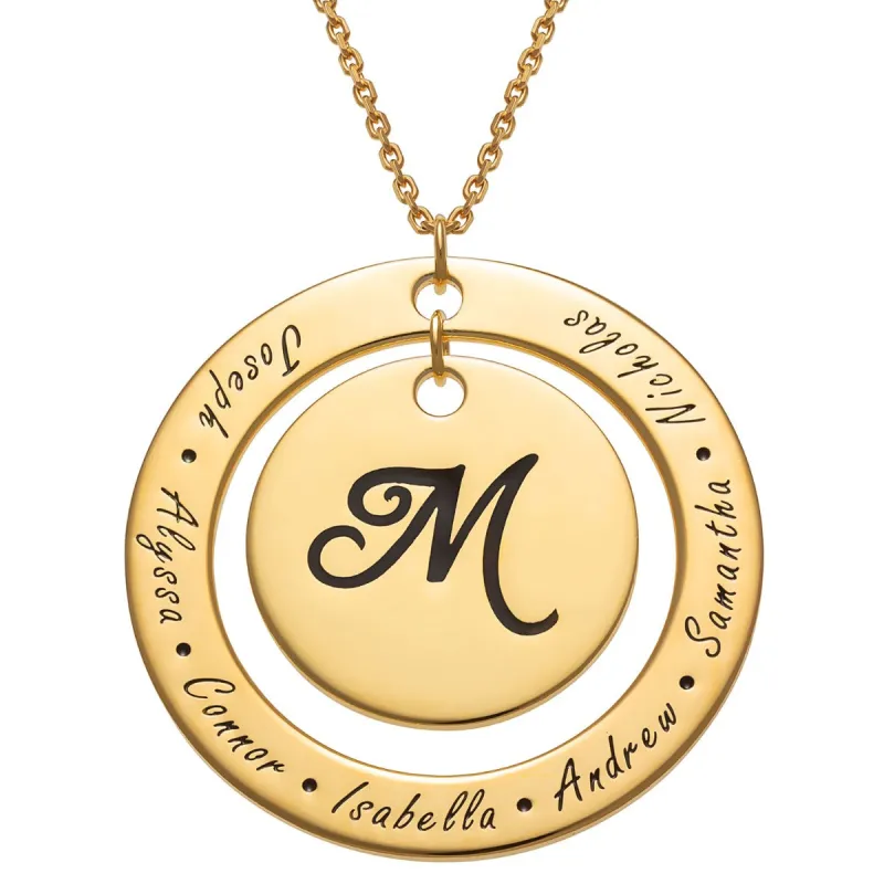 14K Gold Plated Engraved Initial and Family Name Necklace sold by Limoges Jewelry