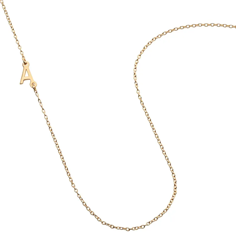 14K Gold over Sterling Asymmetrical Initial Necklace sold by Limoges Jewelry