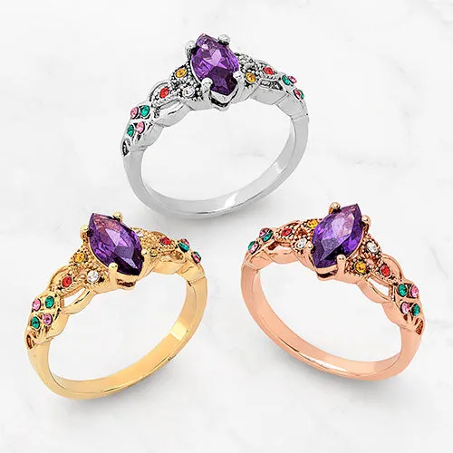 14K Gold Plated Trinity Family Marquise Birthstone Ring sold by Limoges Jewelry product image thumbnail 4