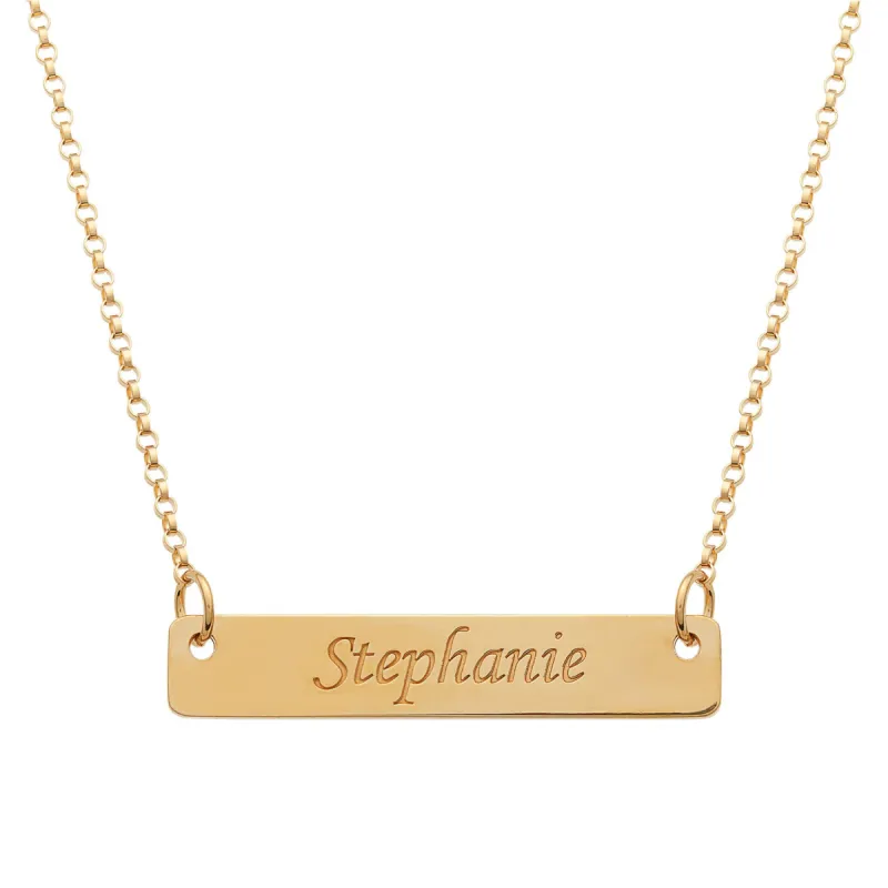 14K Gold over Sterling  Name Bar Pendant sold by Limoges Jewelry