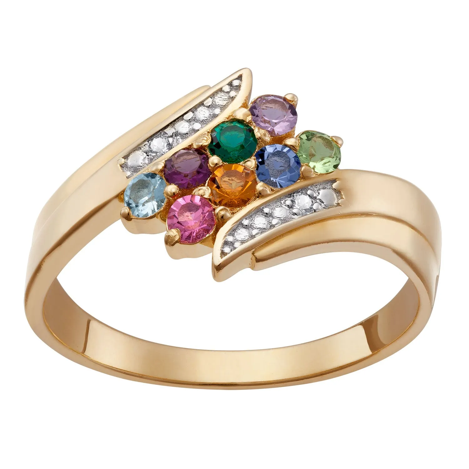Personalized Family Birthstone Bypass Ring sold by Limoges Jewelry