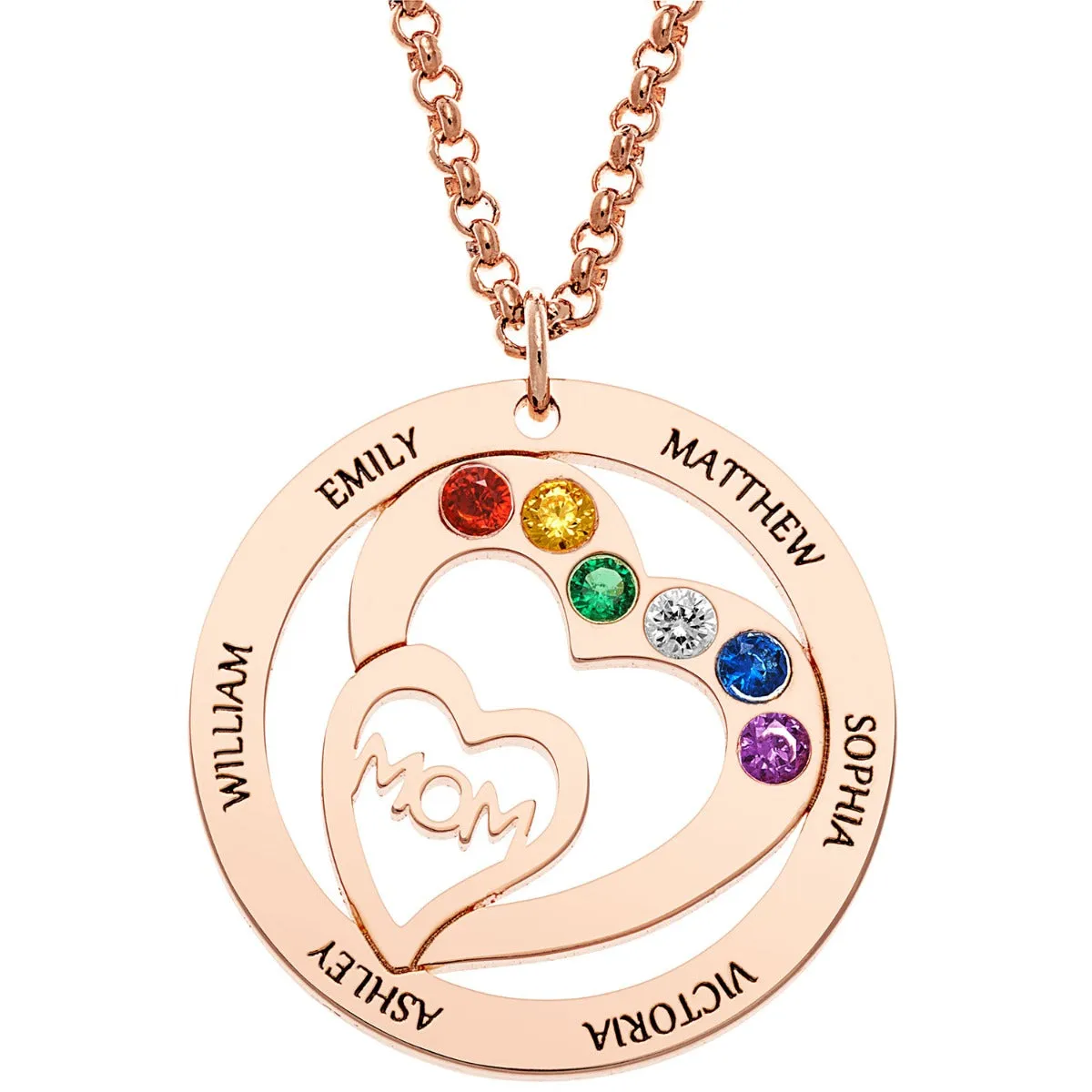 Personalized Plated Engraved Name and Birthstone with Mom Heart Necklace sold by Limoges Jewelry product image thumbnail 5