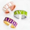 14K Gold Plated Enamel Name Wide Band Ring sold by Limoges Jewelry