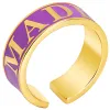 14K Gold Plated Enamel Name Wide Band Ring sold by Limoges Jewelry