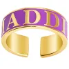 14K Gold Plated Enamel Name Wide Band Ring sold by Limoges Jewelry