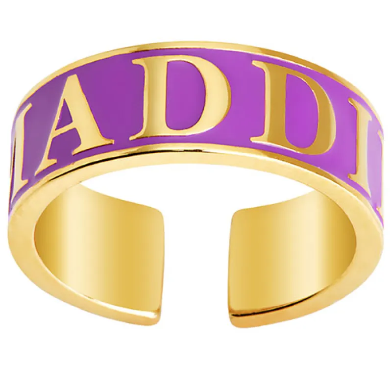 14K Gold Plated Enamel Name Wide Band Ring sold by Limoges Jewelry