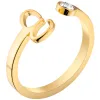 14K Gold Plated Script Initial and Birthstone Open Ring sold by Limoges Jewelry