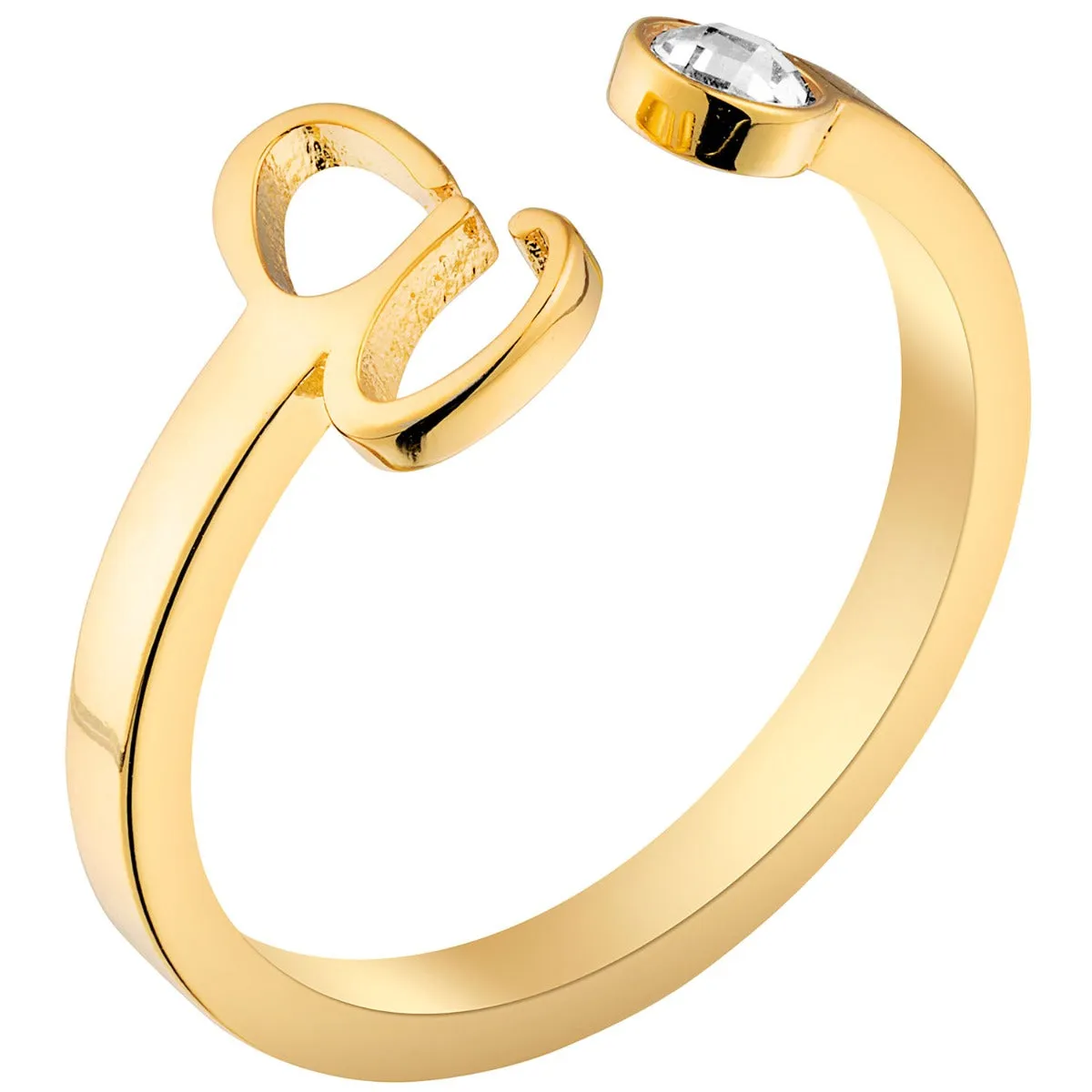 14K Gold Plated Script Initial and Birthstone Open Ring sold by Limoges Jewelry product image thumbnail 4