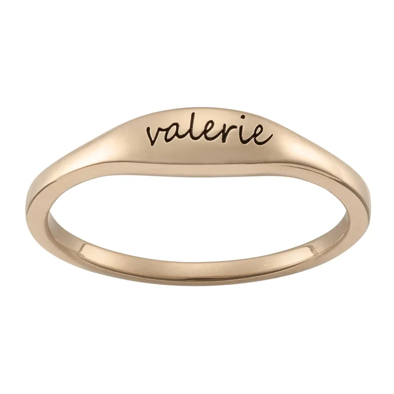 14K Gold over Sterling Engraved Oval Stackable Ring sold by Limoges Jewelry