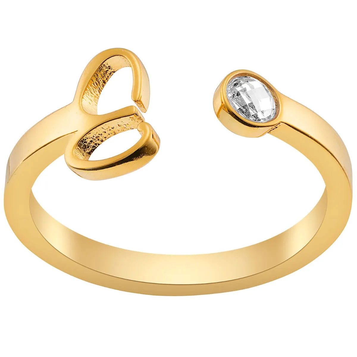 14K Gold Plated Script Initial and Birthstone Open Ring sold by Limoges Jewelry product image thumbnail 3