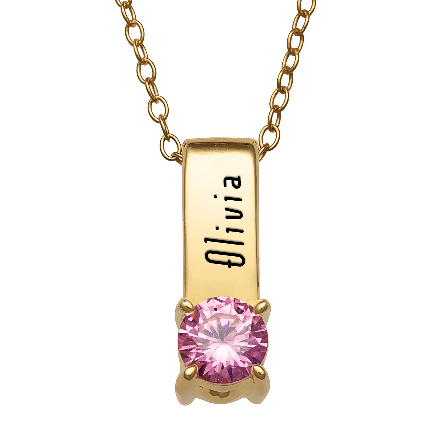 14K Gold over Sterling Name and Round Birthstone Name Charm Pendant sold by Limoges Jewelry
