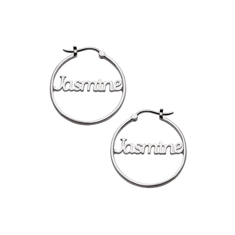 Sterling Silver Personalized Name Small Hoop Earring sold by Limoges Jewelry