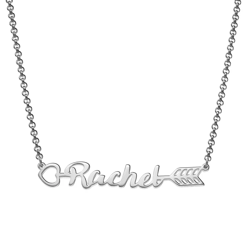 Sterling Silver Script Name Arrow Necklace sold by Limoges Jewelry