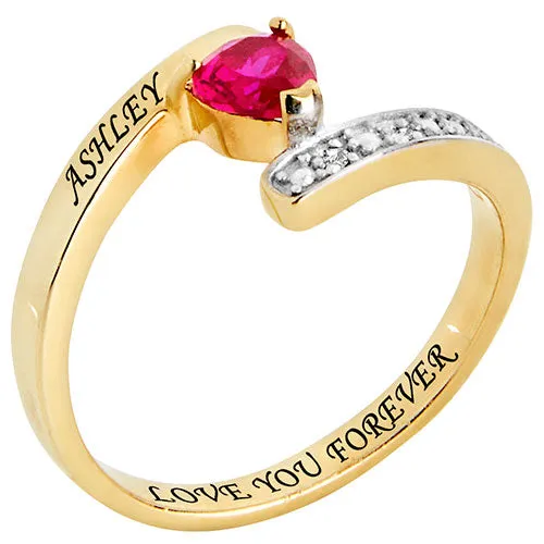 14K Gold Plated Heart Birthstone Bypass Diamond Accent Ring sold by Limoges Jewelry product image thumbnail 2