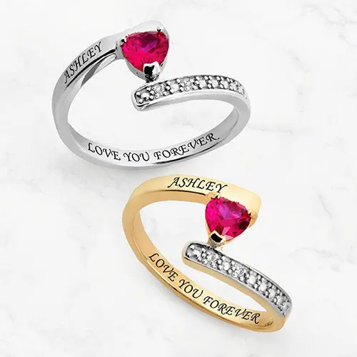 14K Gold Plated Heart Birthstone Bypass Diamond Accent Ring sold by Limoges Jewelry product image thumbnail 4