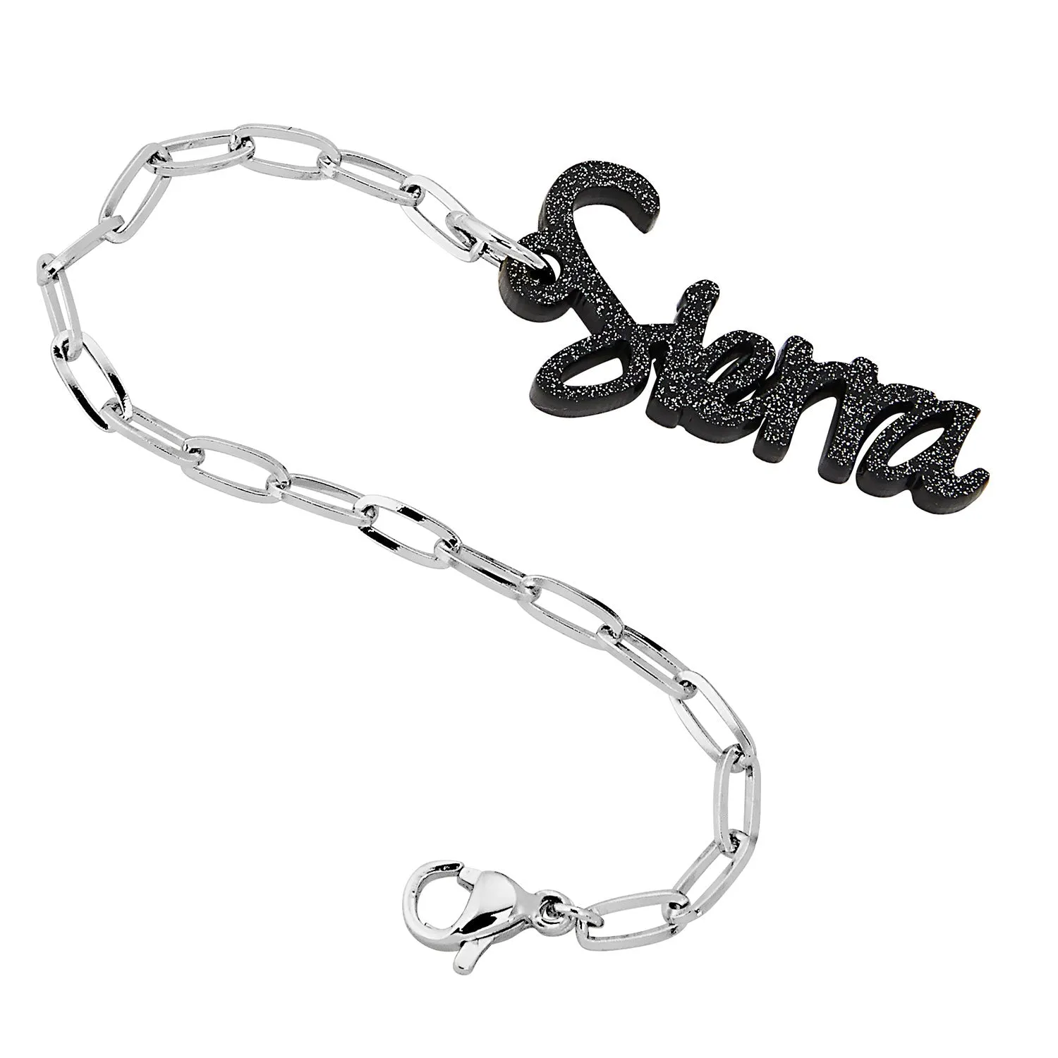 Vertical Modern Script Name Acrylic Charm Paperclip Chain Accessory sold by Limoges Jewelry product image thumbnail 2