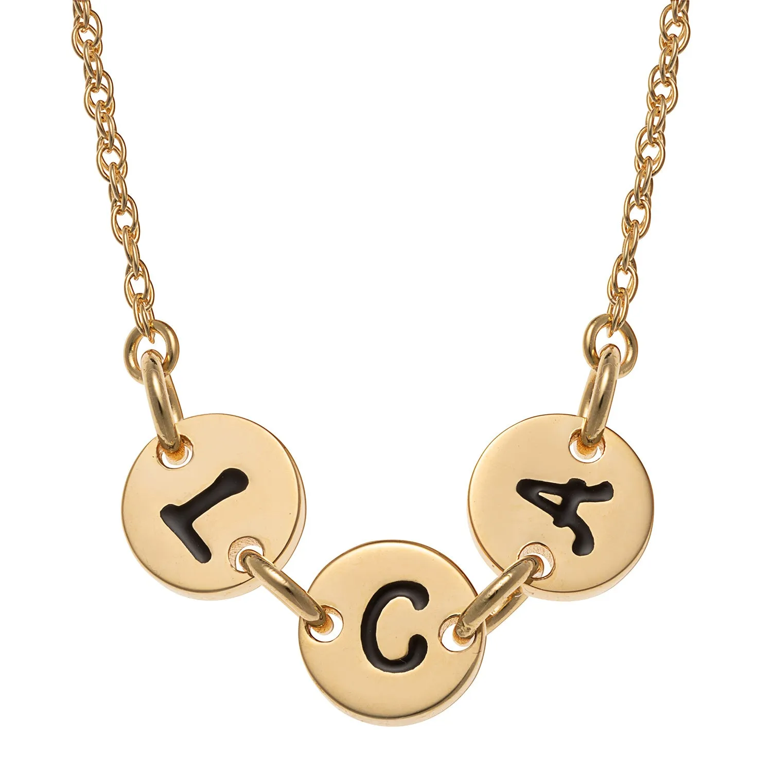14K Gold over Sterling Initial Discs Station Necklace - 3 Discs sold by Limoges Jewelry