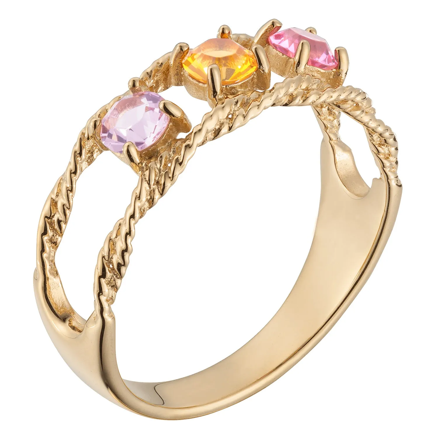 14K Gold over Sterling Family Rope Birthstone Ring - 3 Stones sold by Limoges Jewelry product image thumbnail 2