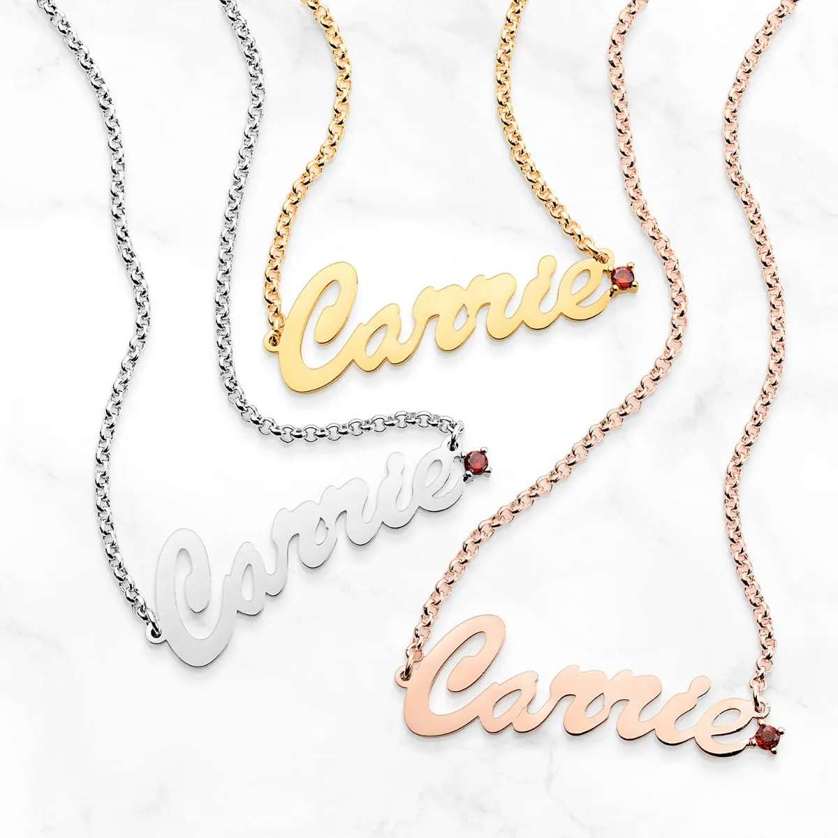 Personalized Script Name with Birthstone Accent Necklace sold by Limoges Jewelry