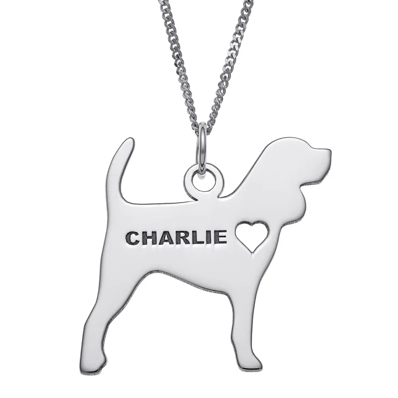 Sterling Silver Engravable Beagle Dog Necklace sold by Limoges Jewelry