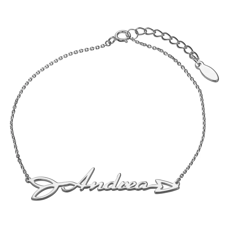 Sterling Silver Script Name Arrow Bracelet sold by Limoges Jewelry