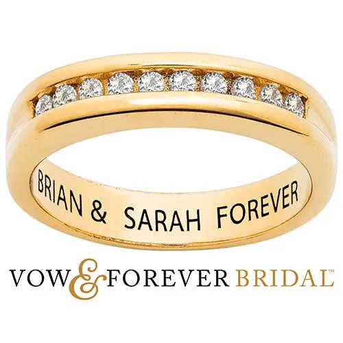 14K Gold over Sterling Engraved White Topaz Wedding Band sold by Limoges Jewelry product image thumbnail 2