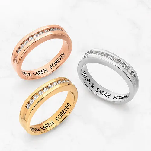 14K Gold over Sterling Engraved White Topaz Wedding Band sold by Limoges Jewelry product image thumbnail 4