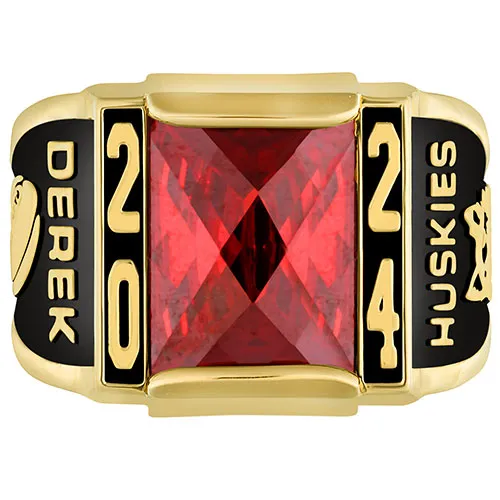 Men's 18K Gold over Sterling Traditional Deco Stone Class Ring sold by Limoges Jewelry product image thumbnail 2