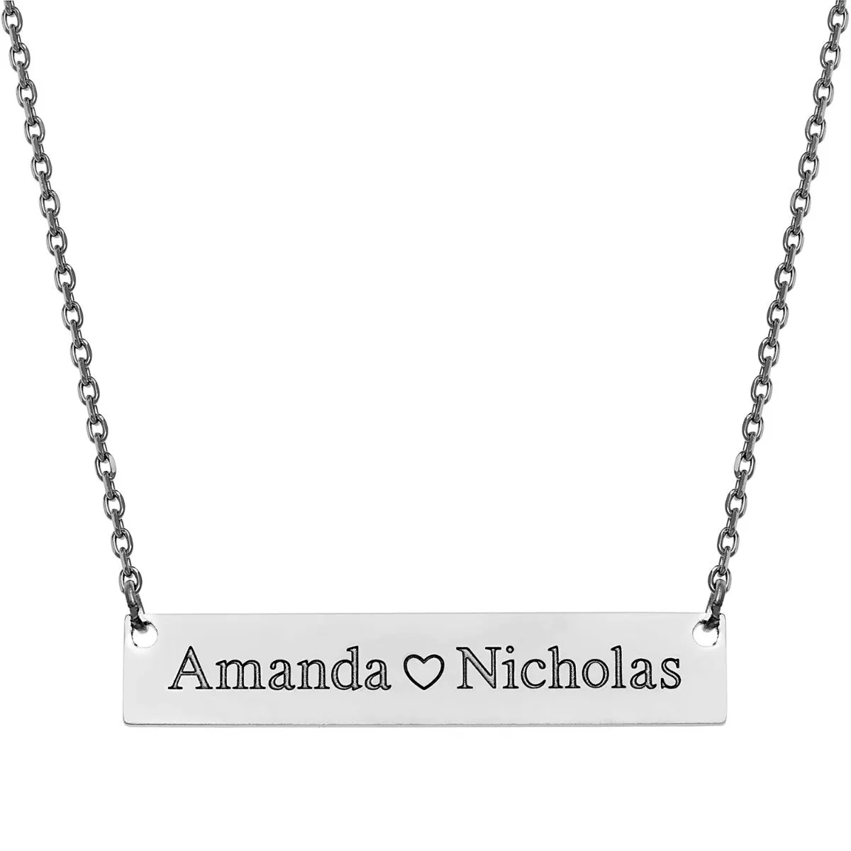 Stainless Steel Double Name with Heart Bar Necklace sold by Limoges Jewelry product image thumbnail 2