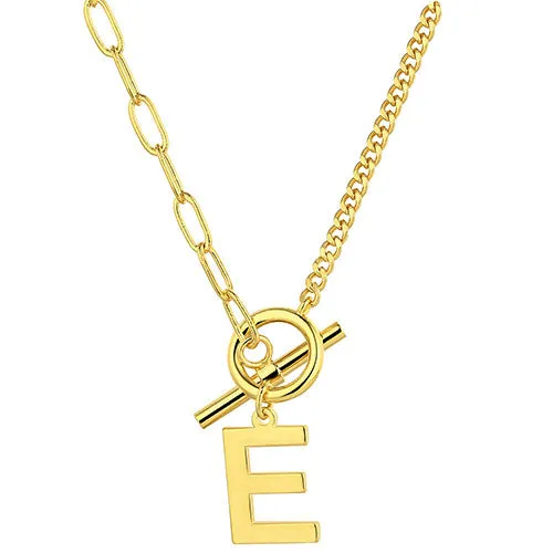 Mixed Chain Initial Charm Toggle Necklace sold by Limoges Jewelry product image thumbnail 4