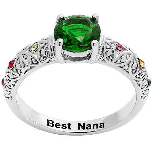 Silver Plated Fine Filigree Family Birthstone Ring sold by Limoges Jewelry