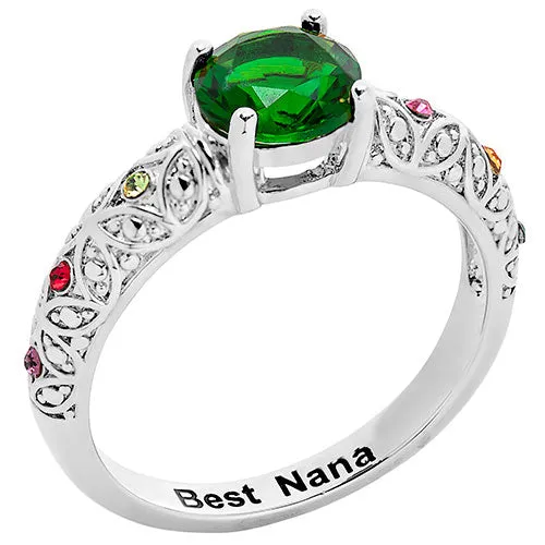 Silver Plated Fine Filigree Family Birthstone Ring sold by Limoges Jewelry product image thumbnail 2