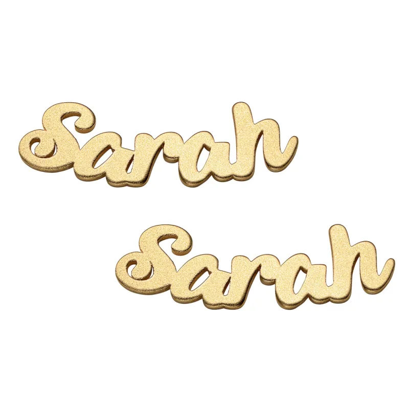 14K Gold over Sterling Satin Finish Name Earrings sold by Limoges Jewelry