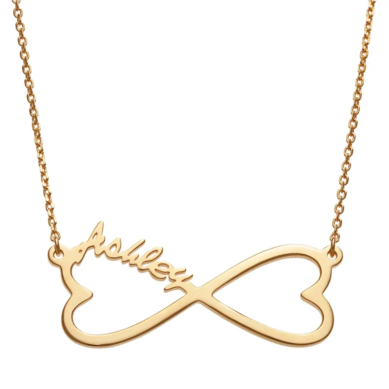 14K Gold over Sterling Personalized Name Heart Infinity Necklace sold by Limoges Jewelry