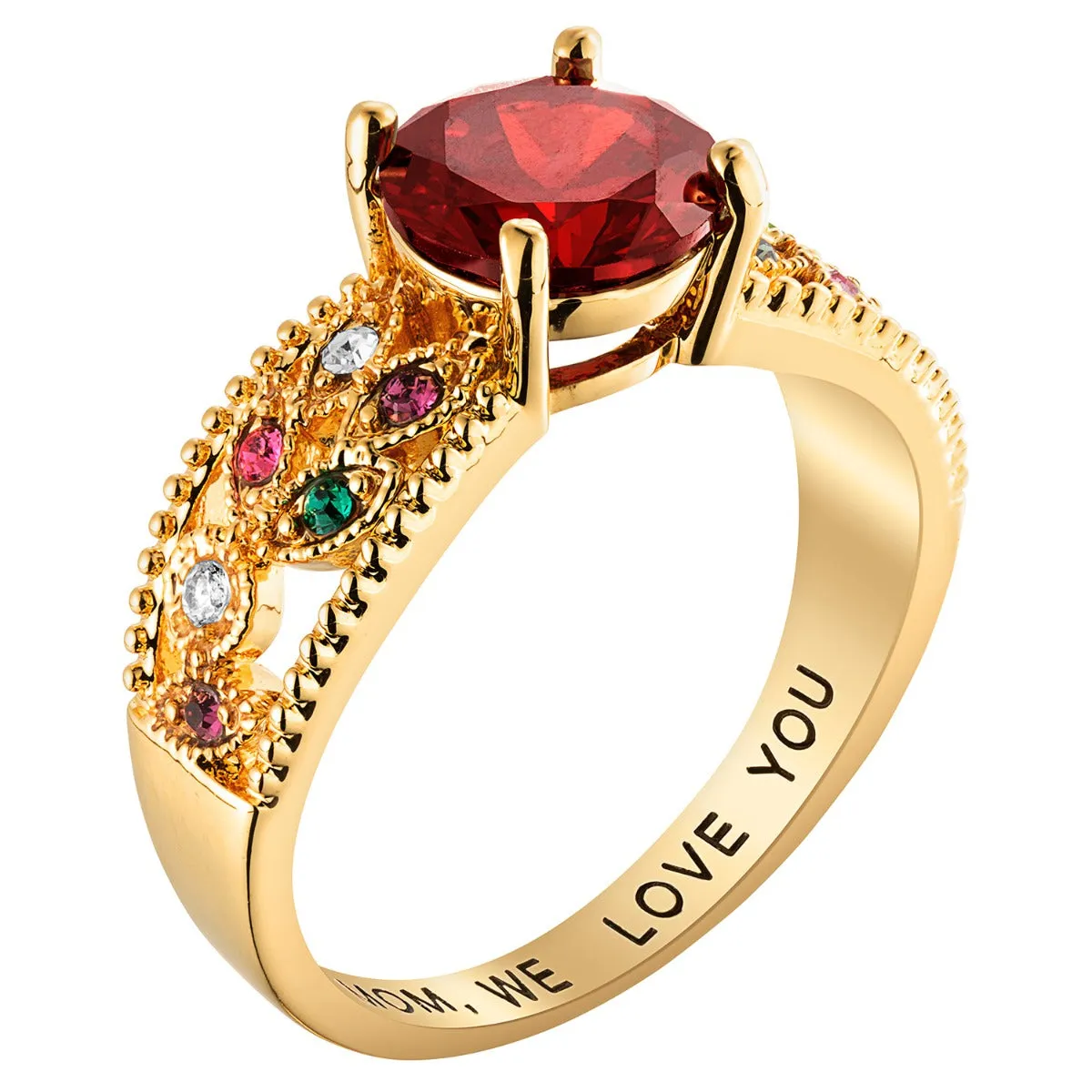 14K Gold Plated Mother's Family Birthstone Ring sold by Limoges Jewelry product image thumbnail 3