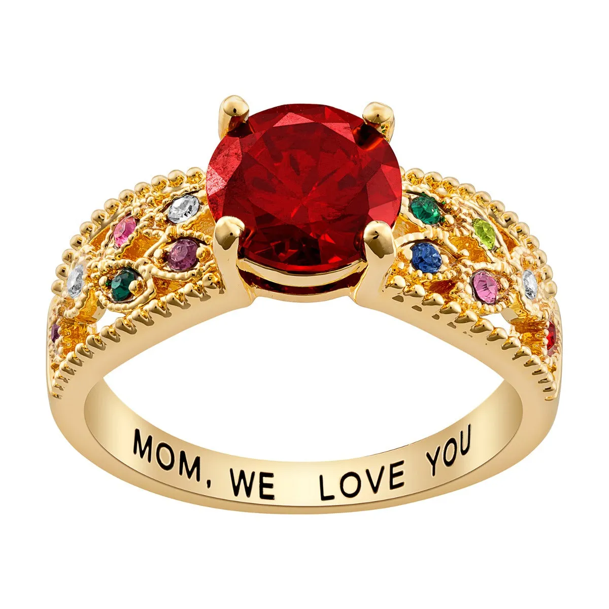 14K Gold Plated Mother's Family Birthstone Ring sold by Limoges Jewelry